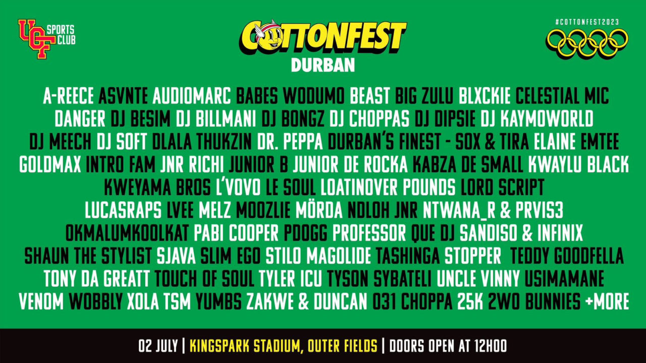 Cotton Fest Lineup Announced For First Durban Festival CEC